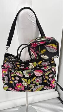 Vera Bradley Travel Weekender Tote Large Carryon and Cosmetic Bag Moon Blooms